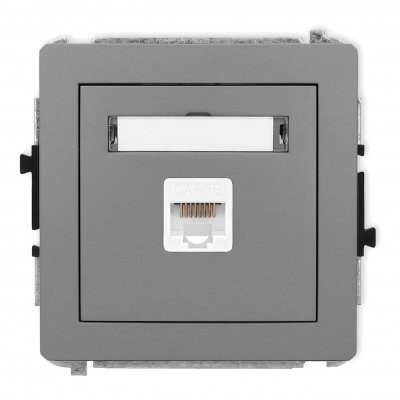 Mechanizm gniazda komputerowego pojedynczego 1xRJ45, kat. 5e, 8-stykowy Szary Mat 27DGK-1 Karlik DECO