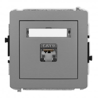 Mechanizm gniazda komputerowego pojedynczego 1xRJ45, kat. 5e, ekranowany, 8-stykowy Szary Mat 27DGK-1e Karlik DECO
