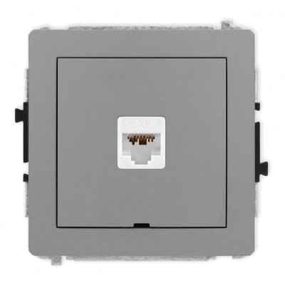 Mechanizm gniazda komputerowego pojedynczego 1xRJ45, kat. 6A, 8-stykowy, bez pola opisowego Szary Mat 27DGKBO-7 Karlik DECO