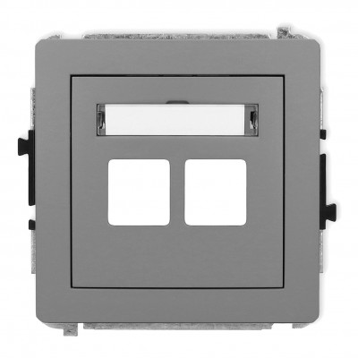 Mechanizm gniazda multimedialnego podwójnego bez modułu (standard Keystone) Szary Mat 27DGM-2P Karlik DECO