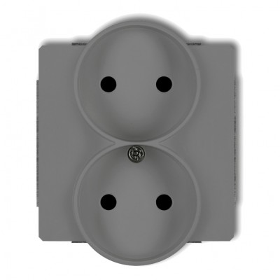 Mechanizm gniazda podwójnego do ramki bez uziemienia 2x2P (przesłony torów prądowych) Szary Mat 27DGPR-2p Karlik DECO