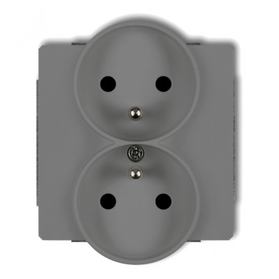 Mechanizm gniazda podwojnego do ramki DECO Soft, z uziemieniem  2x(2P+Z) (przesłony torów prądowych) Szary Mat 27DGPRSO-2zp Karlik DECO