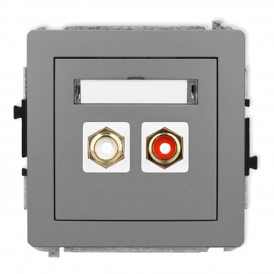 Mechanizm gniazda podwójnego RCA (typu cinch - biały i czerwony, pozłacany) Szary Mat 27DGRCA-2 Karlik DECO