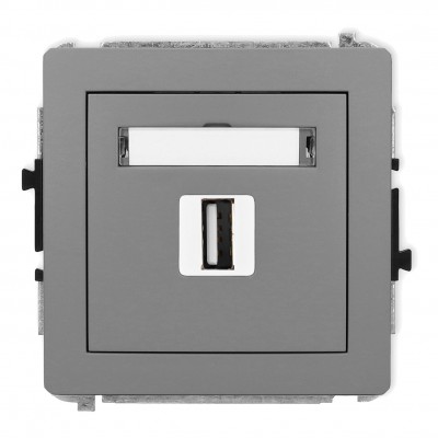 Mechanizm gniazda pojedynczego USB A-A 2.0 Szary Mat 27DGUSB-1 Karlik DECO