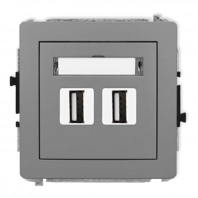 Mechanizm gniazda podwójnego 2xUSB A-A 2.0 Szary Mat 27DGUSB-2 Karlik DECO