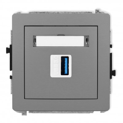 Mechanizm gniazda pojedynczego USB A-A 3.0 Szary Mat 27DGUSB-5 Karlik DECO