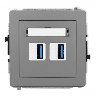 Mechanizm gniazda podwójnego 2xUSB A-A 3.0 Szary Mat 27DGUSB-6 Karlik DECO
