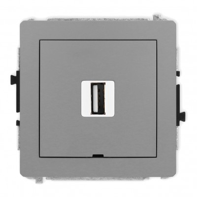 Mechanizm gniazda pojedynczego USB A-A 2.0, bez pola opisowego Szary Mat 27DGUSBBO-1 Karlik DECO