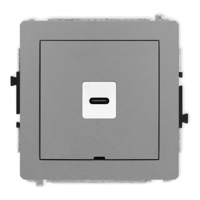 Mechanizm gniazda pojedynczego 1xUSB C-C, bez pola opisowego Szary Mat 27DGUSBBO-7 Karlik DECO