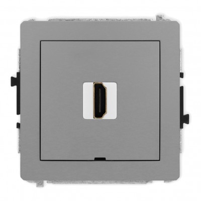 Mechanizm gniazda pojedynczego HDMI 2.0, bez pola opisowego Szary Mat 27DHDMIBO-3 Karlik DECO