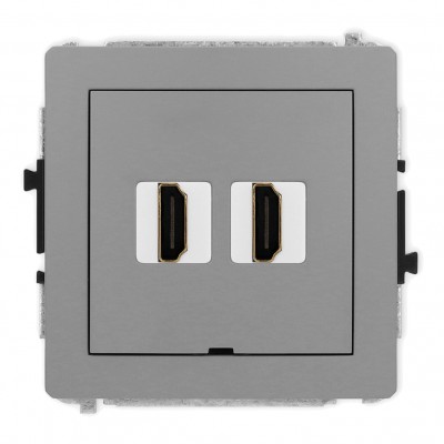 Mechanizm gniazda podwójnego HDMI 2.0, bez pola opisowego Szary Mat 27DHDMIBO-4 Karlik DECO