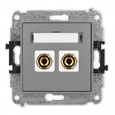 Mechanizm gniazda głośnikowego pojedynczego (typu banan - czerwony i czarny, pozłacany, 4 mm2, do lutowania) Szary Mat 27MGG-3 Karlik MINI