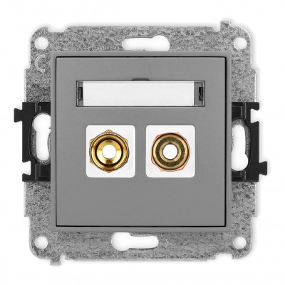 Mechanizm gniazda głośnikowego pojedynczego (typu banan - czerwony i czarny, pozłacany, 4 mm2, skręcany) Szary Mat 27MGG-4 Karlik MINI