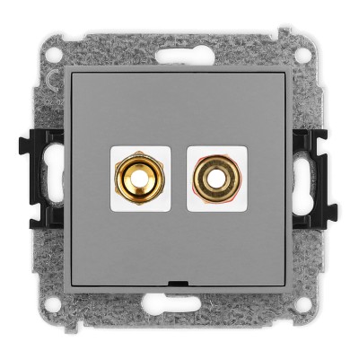 Mechanizm gniazda głośnikowego pojedynczego, bez pola opisowego (typu banan - czerwony i czarny, pozłacany, 4 mm2, skręcany) Szary Mat 27MGGBO-4 Karlik MINI