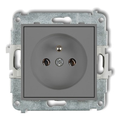 Mechanizm gniazda pojedynczego z uziemieniem 2P+Z (bez przesłon torów prądowych) Szary Mat 27MGP-1z Karlik MINI