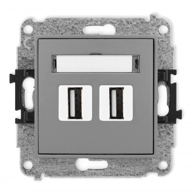 Mechanizm gniazda podwójnego 2xUSB A-A 2.0 Szary Mat 27MGUSB-2 Karlik MINI