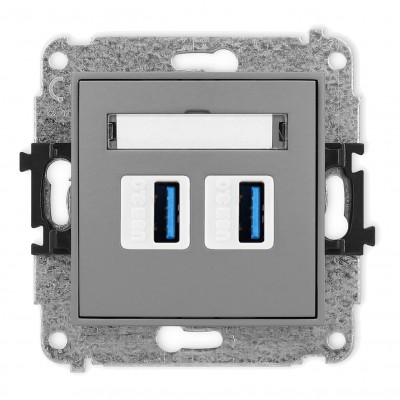 Mechanizm gniazda podwójnego 2xUSB A-A 3.0 Szary Mat 27MGUSB-6 Karlik MINI