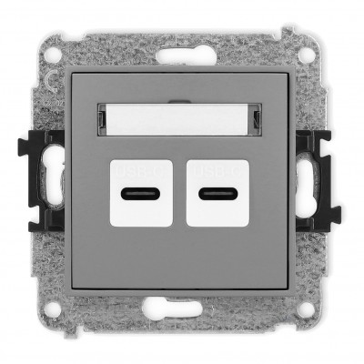 Mechanizm gniazda podwójnego 2xUSB C-C Szary Mat 27MGUSB-8 Karlik MINI