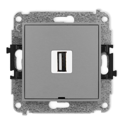 Mechanizm gniazda pojedynczego USB A-A 2.0, bez pola opisowego Szary Mat 27MGUSBBO-1 Karlik MINI