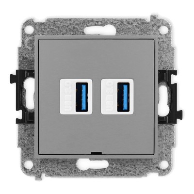 Mechanizm gniazda podwójnego 2xUSB A-A 3.0, bez pola opisowego Szary Mat 27MGUSBBO-6 Karlik MINI