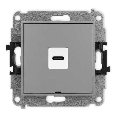 Mechanizm gniazda pojedynczego 1xUSB C-C, bez pola opisowego Szary Mat 27MGUSBBO-7 Karlik MINI