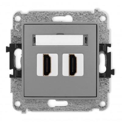 Mechanizm gniazda podwójnego HDMI 2.0 Szary Mat 27MHDMI-4 Karlik MINI