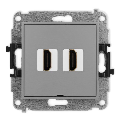 Mechanizm gniazda podwójnego HDMI 2.0, bez pola opisowego Szary Mat 27MHDMIBO-4 Karlik MINI
