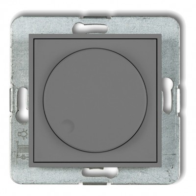 Mechanizm elektronicznego regulatora oświetlenia przyciskowo-obrotowego do lamp LED Szary Mat Karlik 27MRO-2