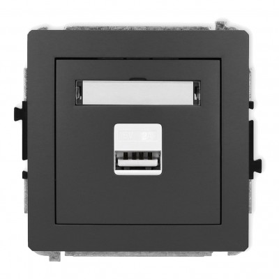 Mechanizm ładowarki USB pojedynczej USB A, 10W max., 5V, 2A Grafitowy Mat 28DCUSB-3 Karlik DECO