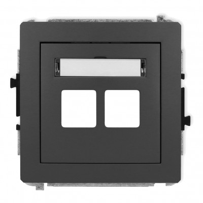 Mechanizm gniazda multimedialnego podwójnego bez modułu (standard Keystone) Grafitowy Mat 28DGM-2P Karlik DECO