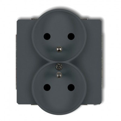 Mechanizm gniazda podwójnego do ramki z uziemieniem 2x(2P+Z) (przesłony torów prądowych) Grafitowy Mat 28DGPR-2zp Karlik DECO
