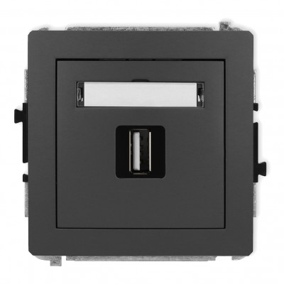 Mechanizm gniazda pojedynczego USB A-A 2.0 Grafitowy Mat 28DGUSB-1 Karlik DECO
