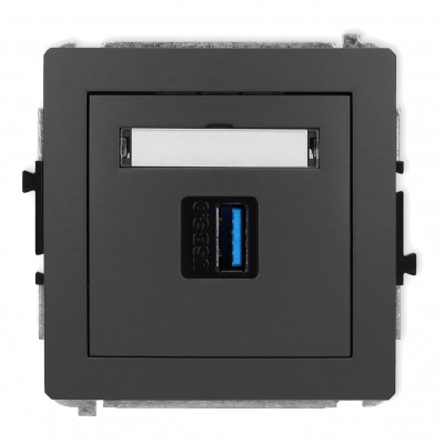Mechanizm gniazda pojedynczego USB A-A 3.0 Grafitowy Mat 28DGUSB-5 Karlik DECO