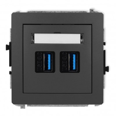 Mechanizm gniazda podwójnego 2xUSB A-A 3.0 Grafitowy Mat 28DGUSB-6 Karlik DECO