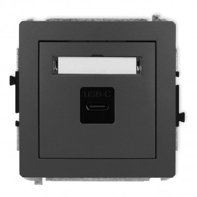 Mechanizm gniazda pojedynczego 1xUSB C-C Grafitowy Mat 28DGUSB-7 Karlik DECO