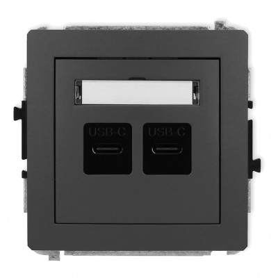 Mechanizm gniazda podwójnego 2xUSB C-C Grafitowy Mat 28DGUSB-8 Karlik DECO