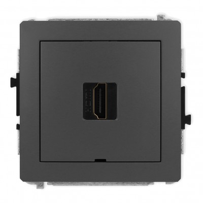 Mechanizm gniazda pojedynczego HDMI 2.0, bez pola opisowego Grafitowy Mat 28DHDMIBO-3 Karlik DECO