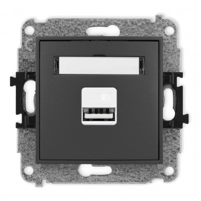 Mechanizm ładowarki USB pojedynczej USB A, 10W max., 5V, 2A Grafitowy Mat 28MCUSB-3 Karlik MINI