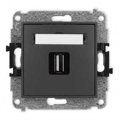 Mechanizm gniazda pojedynczego USB A-A 2.0 Grafitowy Mat 28MGUSB-1 Karlik MINI