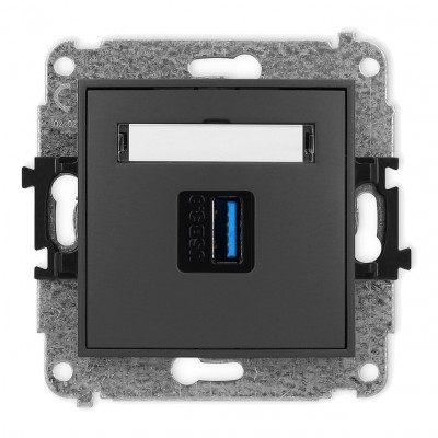 Mechamizm gniazda pojedynczego USB A-A 3.0 Grafitowy Mat 28MGUSB-5 Karlik MINI