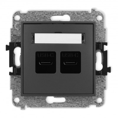 Mechanizm gniazda podwójnego 2xUSB C-C Grafitowy Mat 28MGUSB-8 Karlik MINI