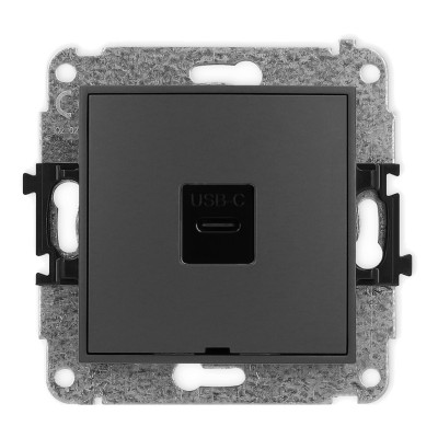 Mechanizm gniazda pojedynczego 1xUSB C-C, bez pola opisowego Grafitowy Mat 28MGUSBBO-7 Karlik MINI