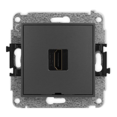 Mechanizm gniazda pojedynczego HDMI 2.0, bez pola opisowego Grafitowy Mat 28MHDMIBO-3 Karlik MINI