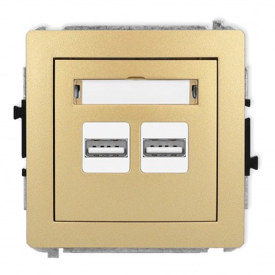 Mechanizm ładowarki USB podwójnej 2xUSB A, 15,5W max., 5V, 3.1A Złoty 29DCUSB-6 Karlik DECO
