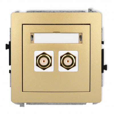 Mechanizm gniazda antenowego podwójnego typu F (SAT) pozłacany Złoty 29DGF-2.1 Karlik DECO