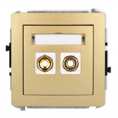 Mechanizm gniazda głośnikowego pojedynczego (typu banan - czerwony i czarny, pozłacany, 4 mm2, skręcany) Złoty 29DGG-4 Karlik DECO