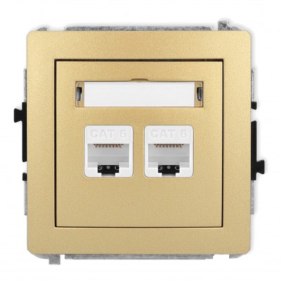 Mechanizm gniazda komputerowego podwójnego 2xRJ45, kat. 6, 8-stykowy Złoty 29DGK-4 Karlik DECO