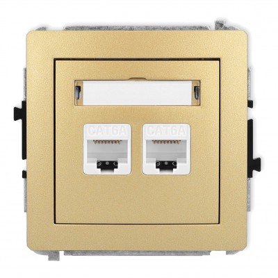Mechanizm gniazda komputerowego podwójnego 2xRJ45, kat. 6A, 8-stykowy Złoty 29DGK-8 Karlik DECO