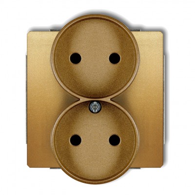 Mechanizm gniazda podwojnego do ramki DECO Soft, bez uziemienia 2x2P (przesłony torów prądowych) Złoty 29DGPRSO-2p Karlik DECO