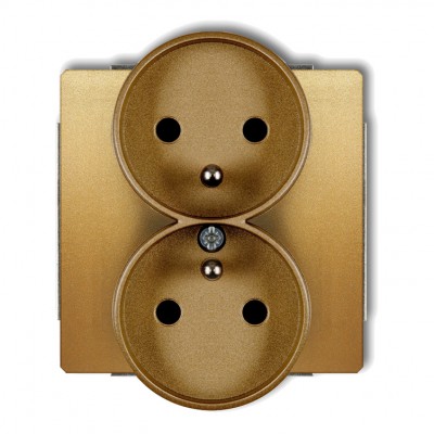 Mechanizm gniazda podwojnego do ramki DECO Soft, z uziemieniem  2x(2P+Z) (przesłony torów prądowych) Złoty 29DGPRSO-2zp Karlik DECO